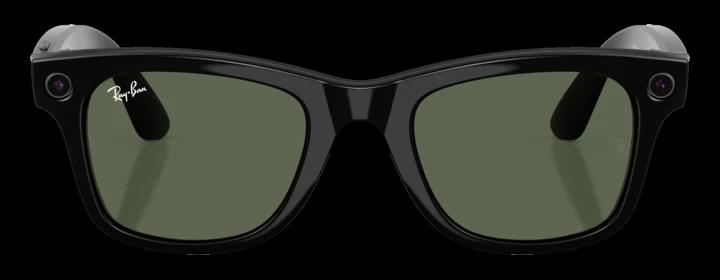 Очки Ray-Ban Wayfarer — чёрная глянцевая · зелёные